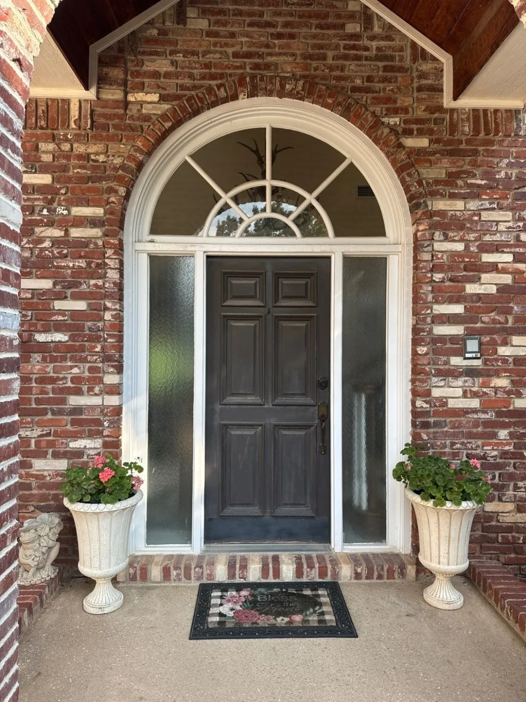 Wood Entry Door Round Top Transom Trustile Wood Replacement Door Before 2